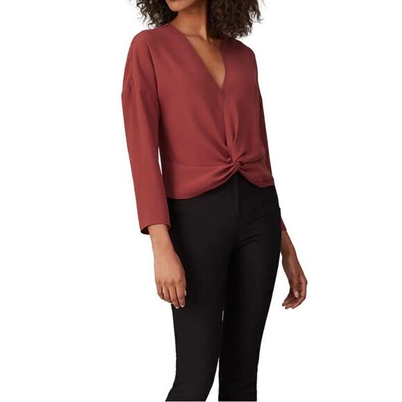 Amanda uprichard red/maroon long sleeve blouse large - Picture 1 of 6